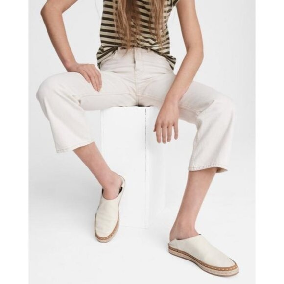 Rag & bone cream leather espadrille slides size 38 - Picture 9 of 9